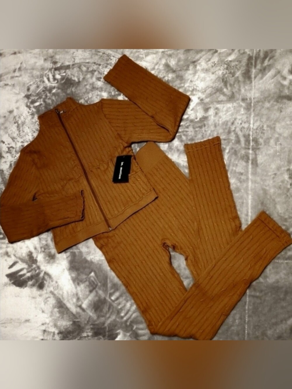 2 Piece Legging Set ~ Long Sleeves Mock Neck and Cropped. Mocha